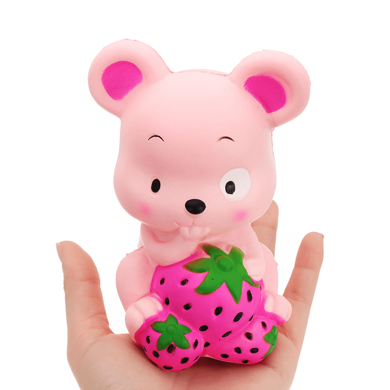 Squishy Strawberry Rat 13CM Slow Rising Soft Toy Stress Relief Gift Collection with Packing