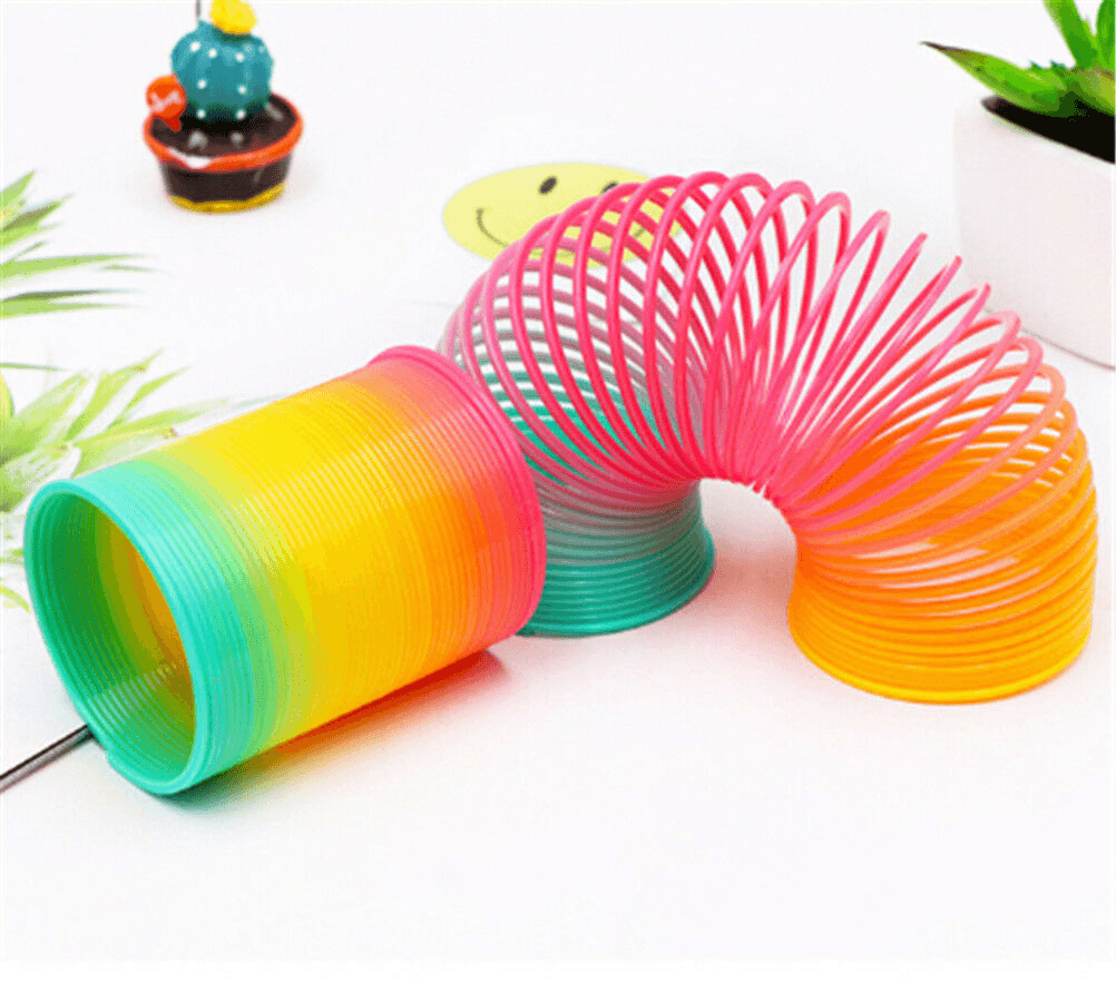 Plastic Rainbow Circle Folding Coil Colorful Spring Children Funny Classic Toy Development Toys Gift