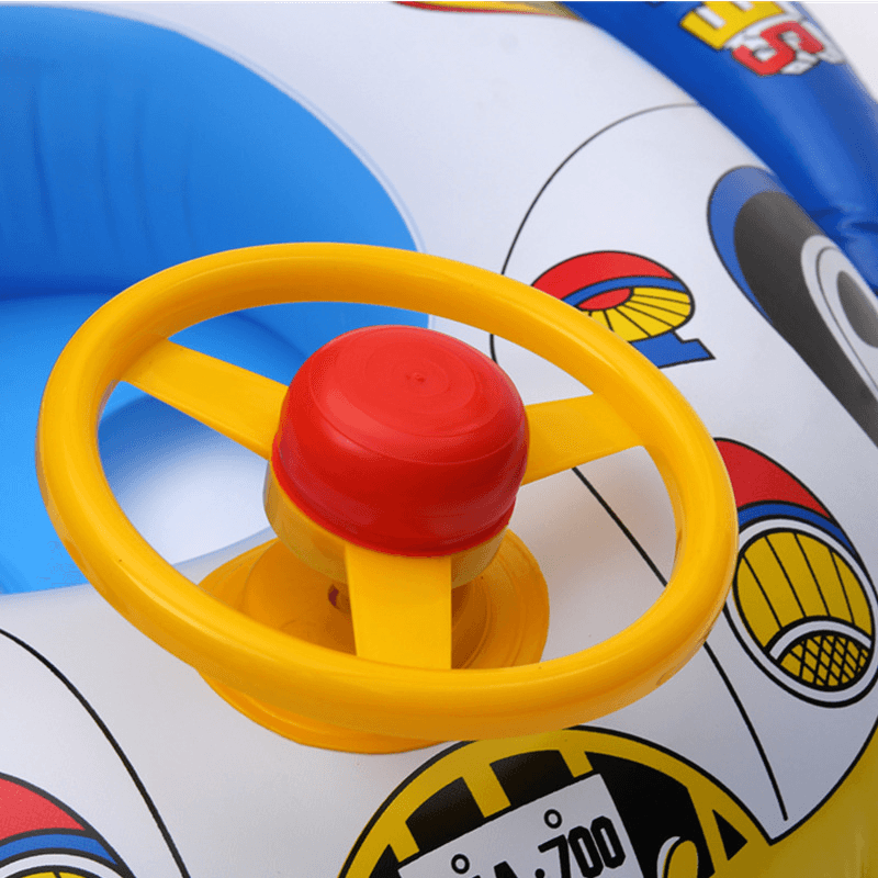 69*65Cm Cartoon Children'S Swimming Ring Environmentally Friendly Pvc Thickened Inflatable Swimming Ring Steering Wheel Horn Swimming Boat