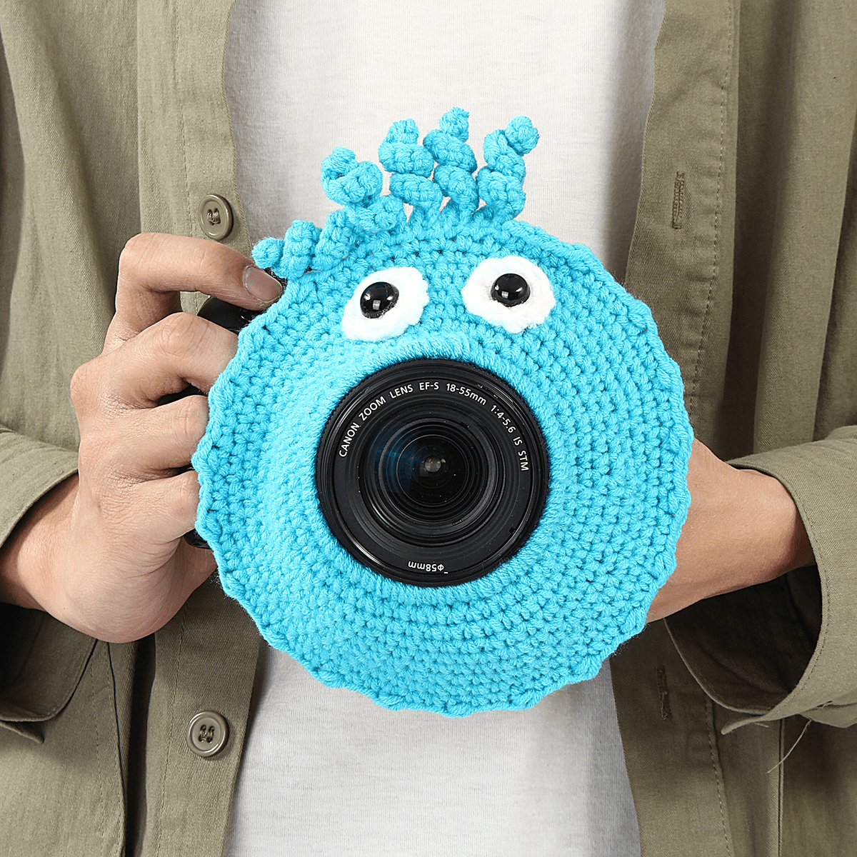 Hand-Knitted Wool Decor Case for Camera Lens Decorative Photo Guide Doll Toys for Kids