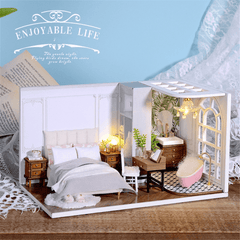 CUTE ROOM DIY QT-011-B Lazy Daily Doll House 1:32 Miniature Landscape Home Creative Gifts with Dust Cover and Furniture