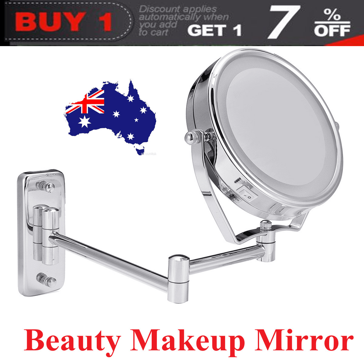 6" LED Lighted Wall Mount Bathroom Shaving Makeup Cosmetic Mirrors 7X Magnifying