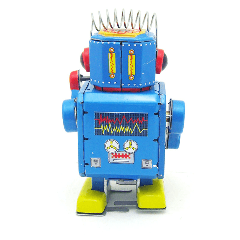 Classic Vintage Clockwork Wind up Drum Playing Robot Reminiscence Children Kids Tin Toys with Key