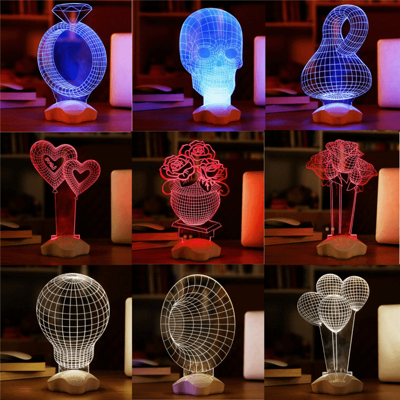 Creative Optical Illusion 3D Light Office Home Decor Gift Luminous USB Led Light Lámpara de mesa de escritorio