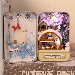 Iiecreate DIY Tin Box Secret Dollhouse with Light T-002 T-003 T-004 T-005 Gift Home Office Decor