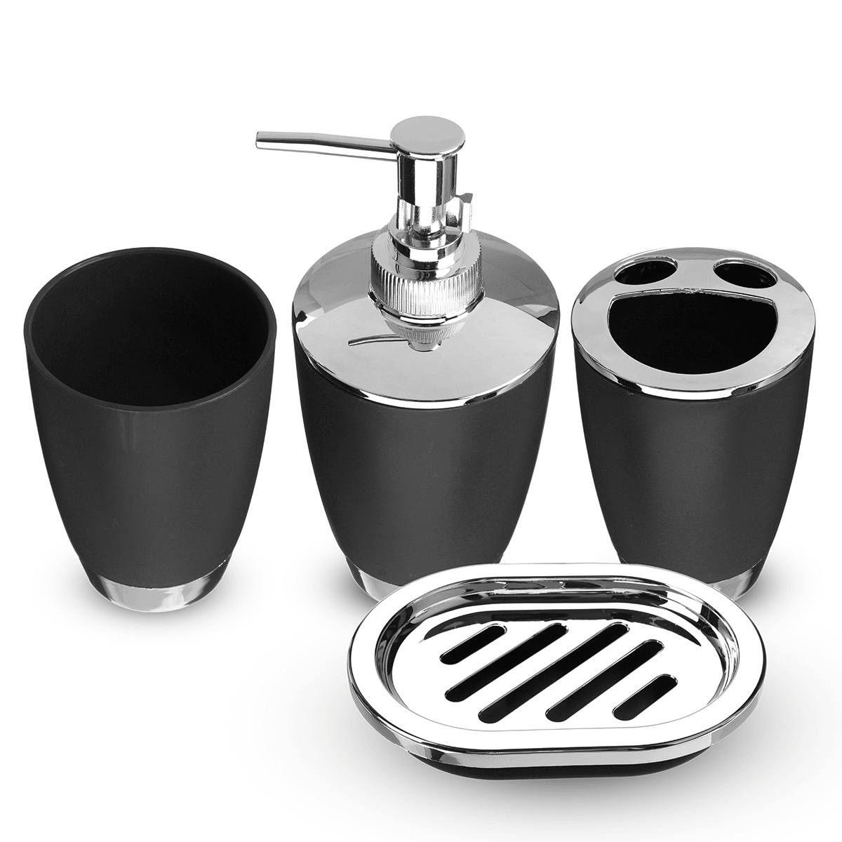 4Pcs Plastic Bathroom Set Cup Toothbrush Holder Soap Dish Dispenser Bottle Washroom Accessories