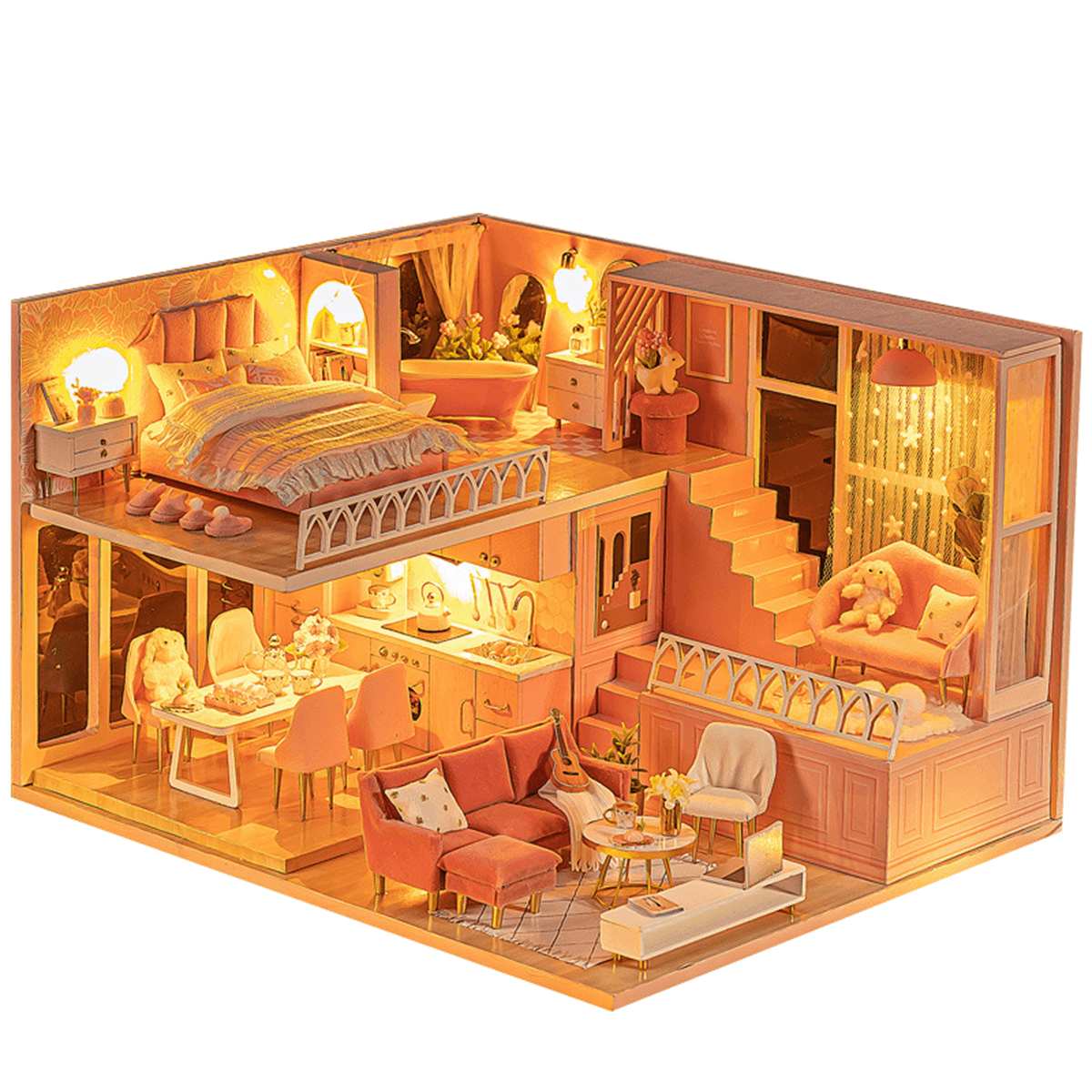 1:24 Giocattolo in legno 3D fai-da-te assemblato a mano in miniatura per casa delle bambole con mobili per la collezione di regali per bambini