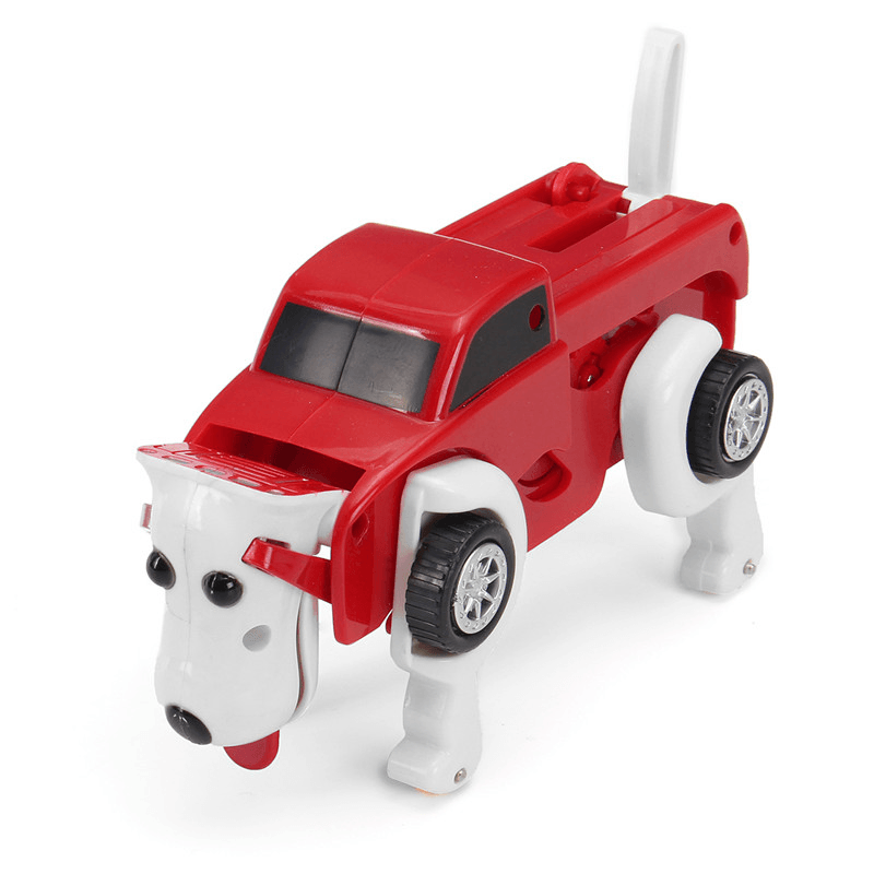 Automatic Transformation Dog Car Vehicle Clockwork Winding up for Kids Christmas Deformation Gift