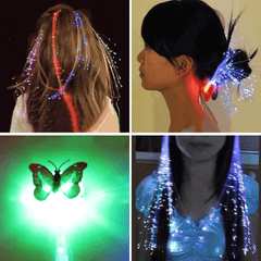 12Pcs Novelty LED Shining Hair Braids Barrette Flash LED Fiber Hairpin Clip Light up Headband Decorations