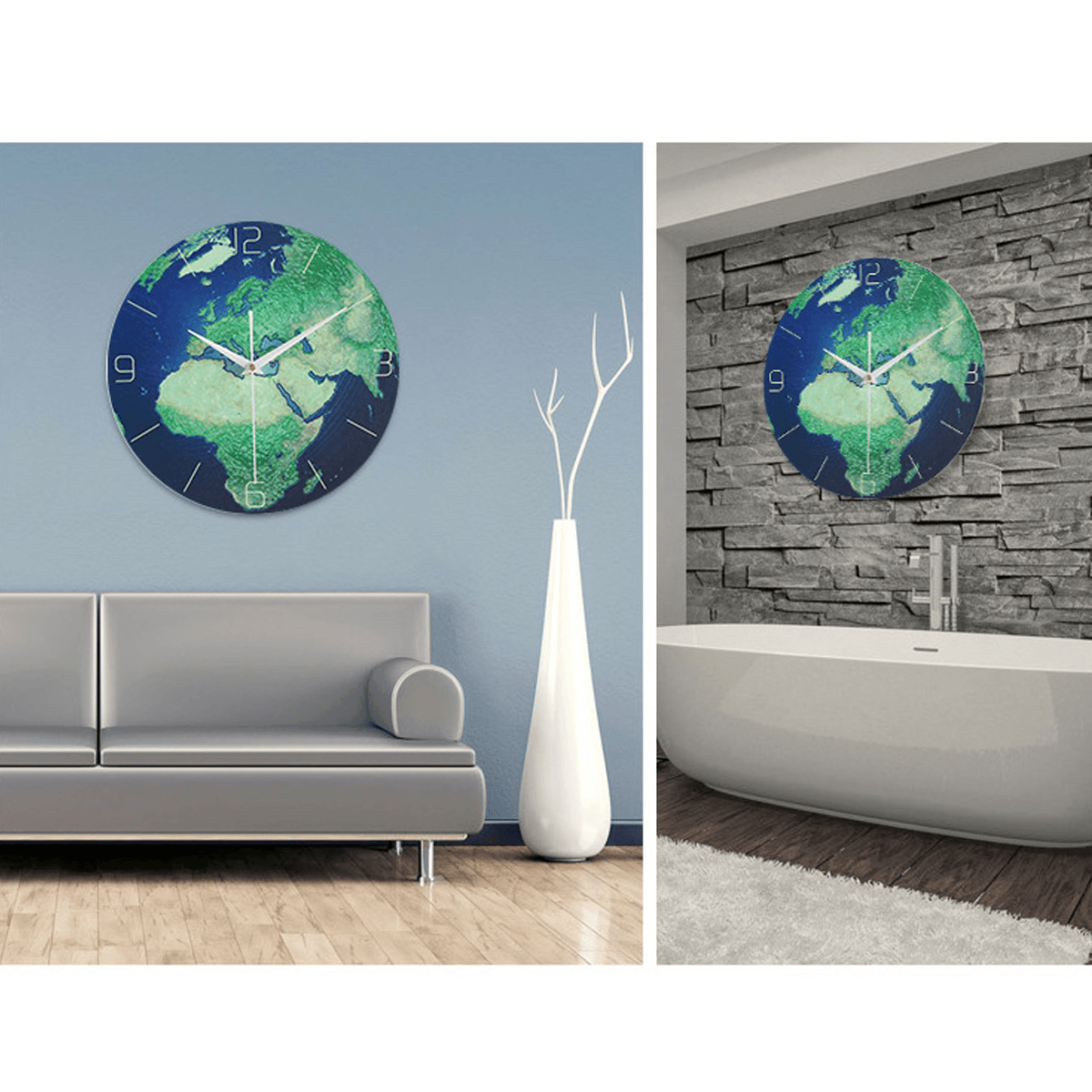 Retro Creative Wall Clock Luminous Earth Glow in the Dark Home Decor