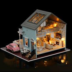 Cuteroom A-035-A Queens Town DIY Dollhouse Miniature Model with Light Music Collection Gift