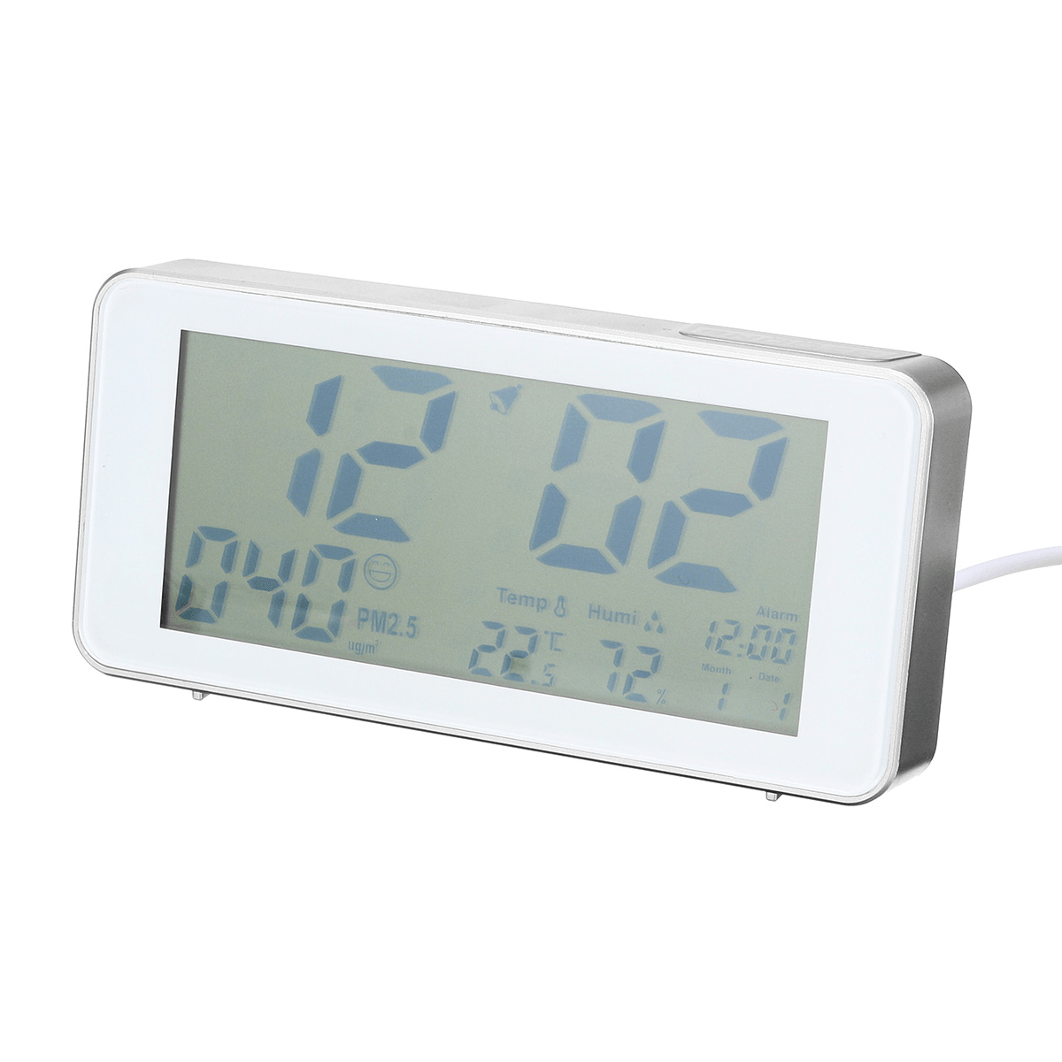 Luftqualitätsmonitor für PM2.5, professioneller AQI-Sensor, Luftfeuchtigkeitsdetektor, Echtzeitanzeige mit Uhr