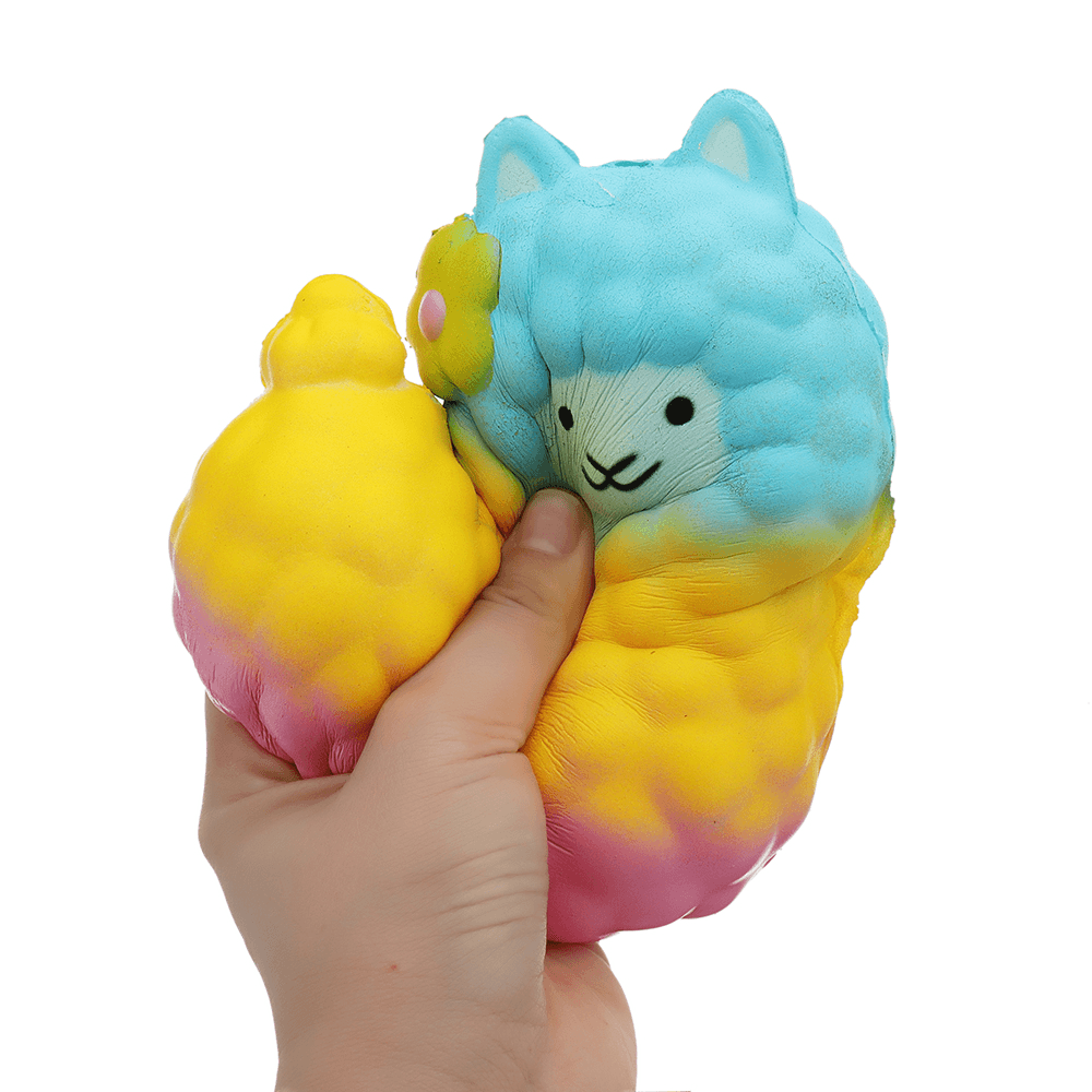 Alpacas coloridas Squishy 18 * 14 CM Colección de crecimiento lento Regalo Juguete suave