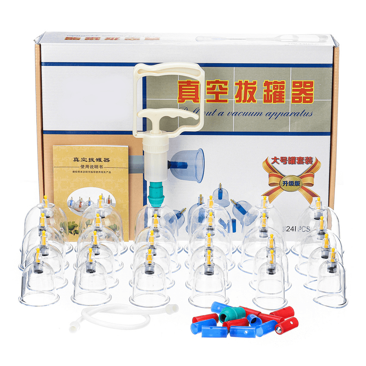 24 Cups Vacuum Cupping Set Massage Acupuncture Kit Suction Massager Pain Relief