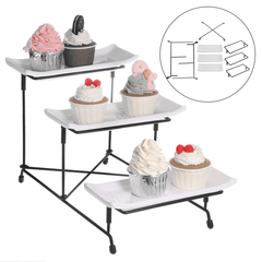 3-stufiger Servierständer, zusammenklappbares, stabileres Regal, 3 Servierplatten, Serviertabletts für die Präsentation von Obst, Desserts, Party-Display-Set