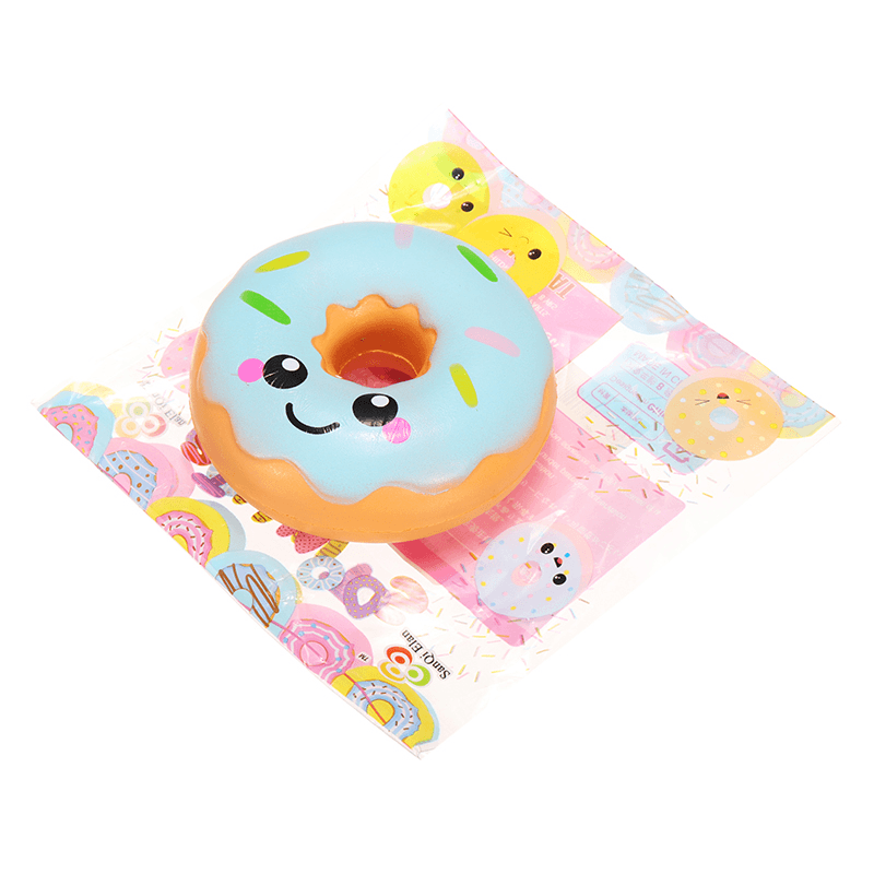 Sanqi Elan 10Cm Squishy Kawaii Smiling Face Donuts Charm Bread Kids Toys with Package