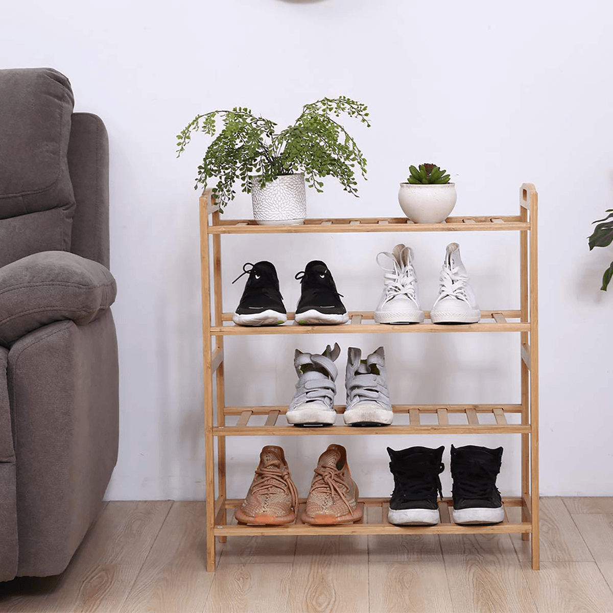 2/3/4/5 Tier Shoe Storage Racks Cabinet Shelf Wooden Stand Home Organizer Bamboo