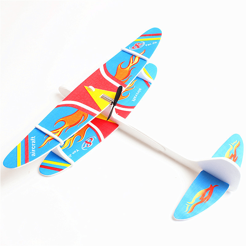 Electric DIY Assembly Foam Hand Throw Airplane Model USB Rechargeable Slewing Airplane Outdoor Toy for Kids Gift