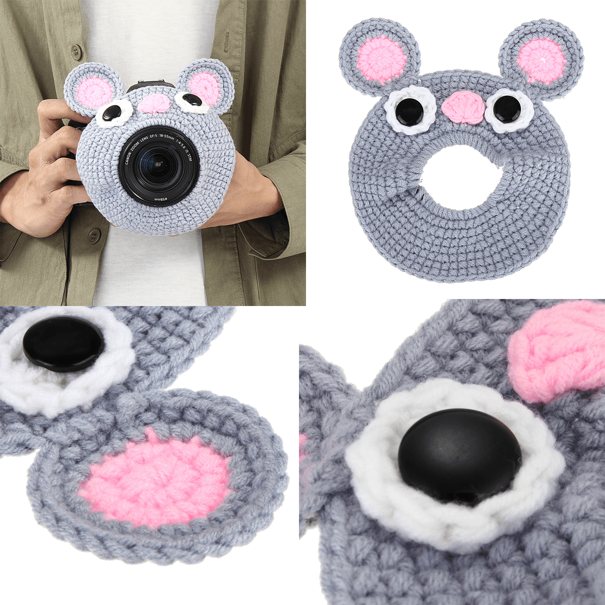 Hand-Knitted Wool Decor Case for Camera Lens Decorative Photo Guide Doll Toys for Kids