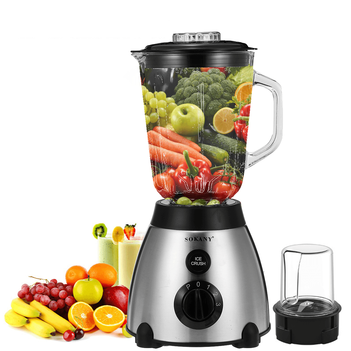 SOKANY 2 in 1 Portable Multi Fruit Juicer Machine with 8 Knife Mini Blenders Mixer Dry Grinding Meat Grinder for Kitchen Tool