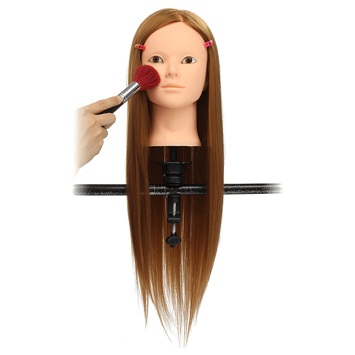 24'' Hairdressing Human Hair Practice Makeup Training Mannequin Head with Clamp