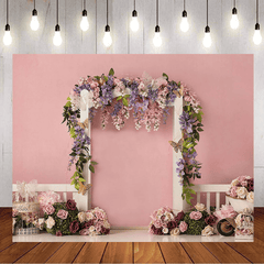 5X3Ft 7X5Ft 9X6Ft Pink Wall Rose Flower Decor Photography Backdrop Background Studio Prop