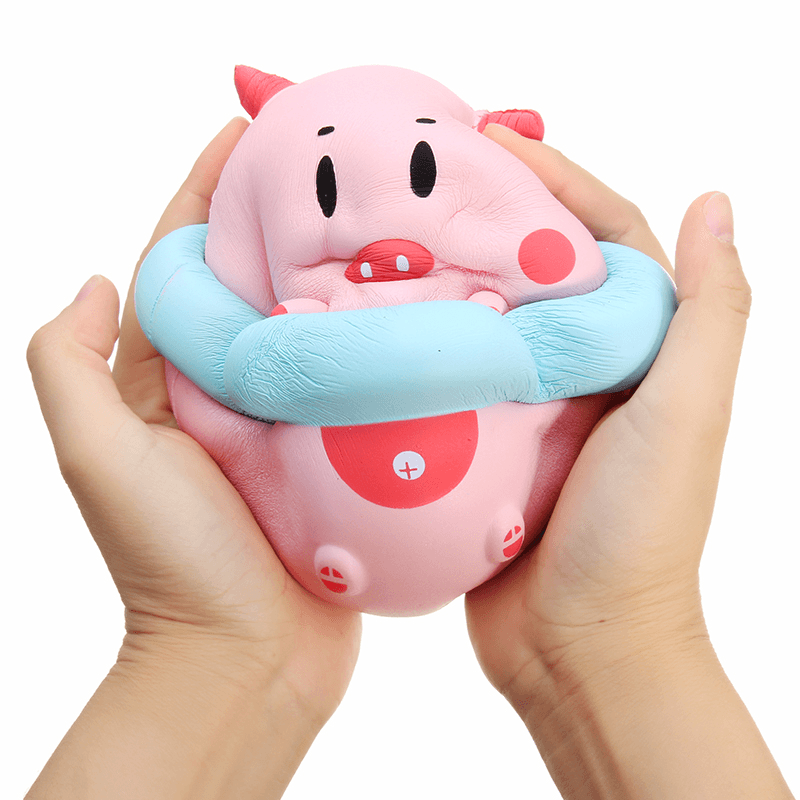 Yunxin Squishy Jumbo Piggy 16Cm Pig Wearing Lift Buoy Slow Rising Cute Collection Gift Decor Toy