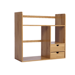 Bamboo Small Bookshelf Wooden Bookcase Desktop Storage Racks Decoration Display Shelves with Drawers Home Office Furniture