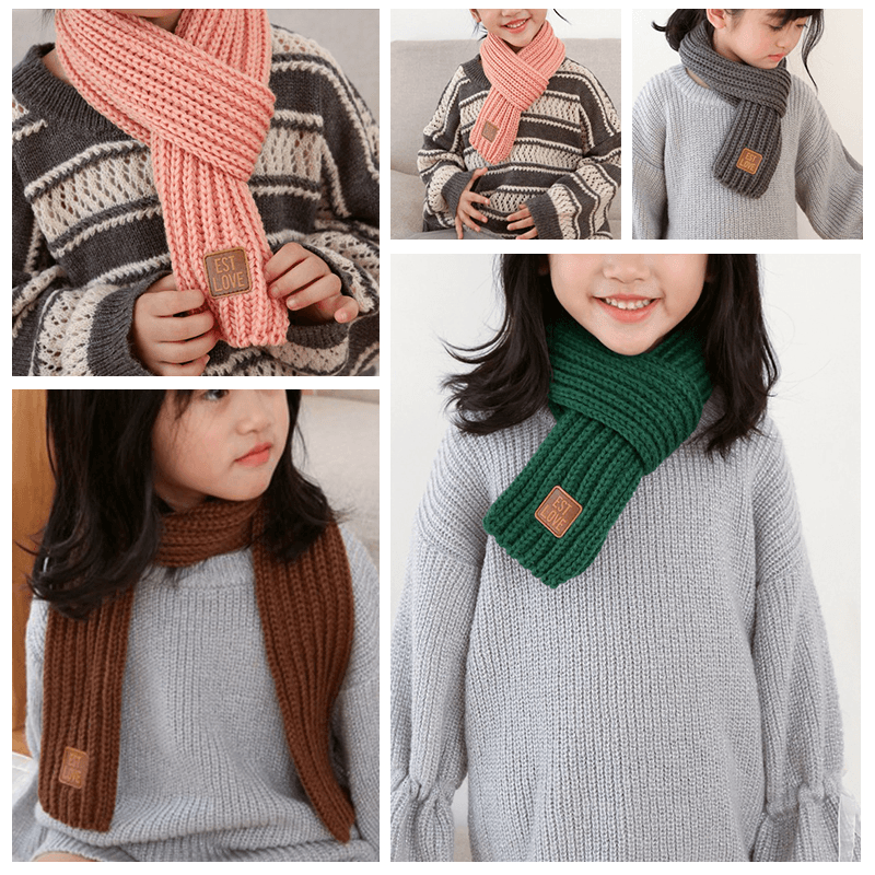 Bufandas Cuello Moda Niños Bufanda de punto Niños Niños Niñas Invierno Otoño Calentador de cuello suave