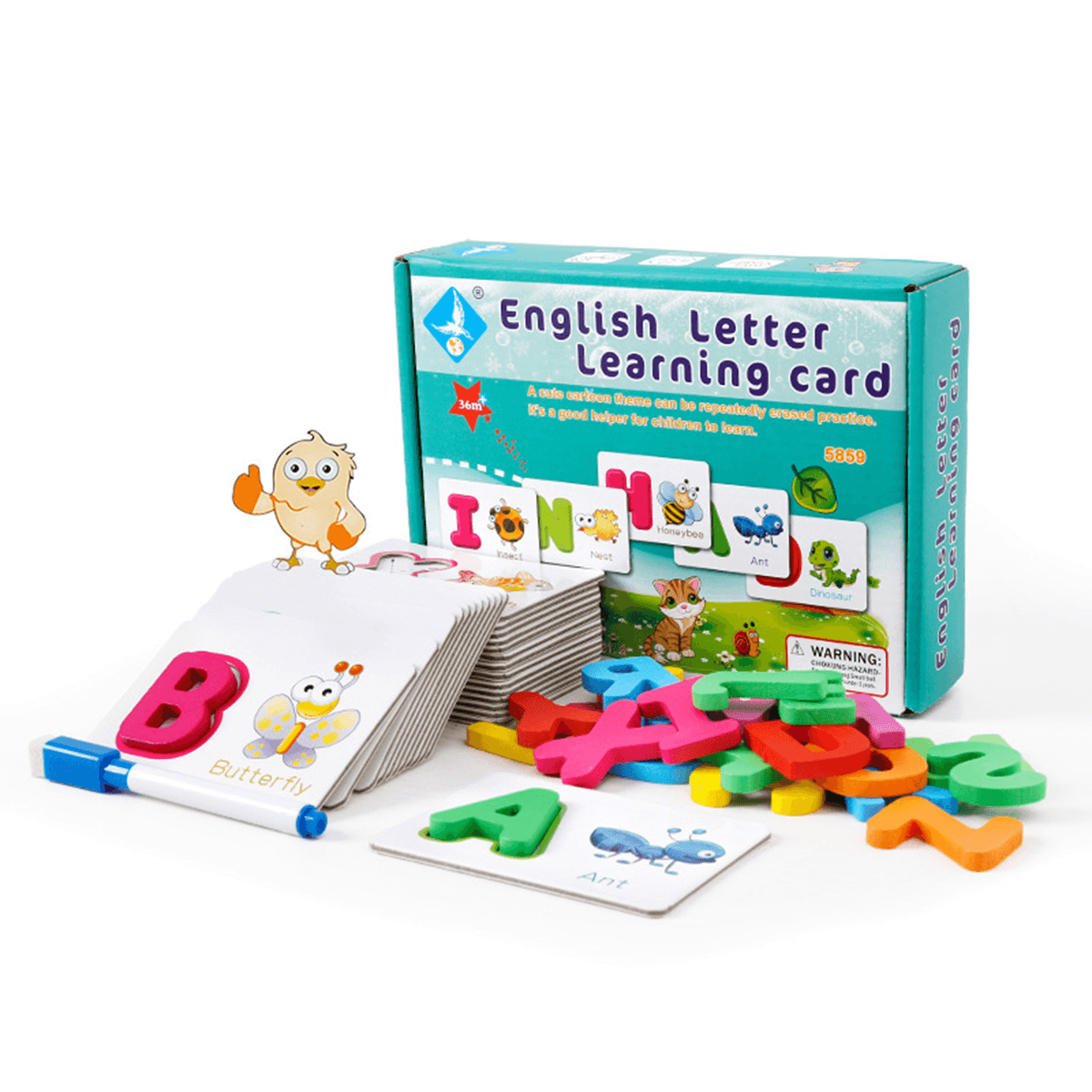 Puzzle Alphabet Rechtschreibung Englische Buchstaben Tierkarten Lernspielzeug für Kinder Geschenk