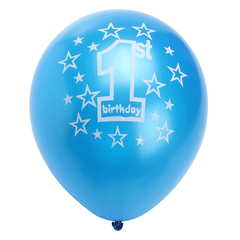 10 Stück pro Set, blaue, bedruckte, aufblasbare, perlmuttfarbene Luftballons zum 1. Geburtstag eines Jungen, Weihnachtsdekoration