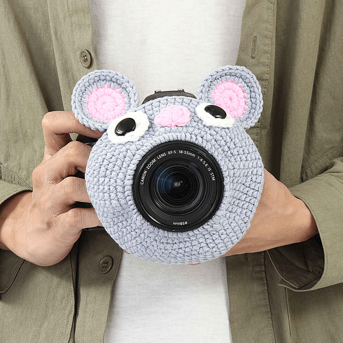 Hand-Knitted Wool Decor Case for Camera Lens Decorative Photo Guide Doll Toys for Kids