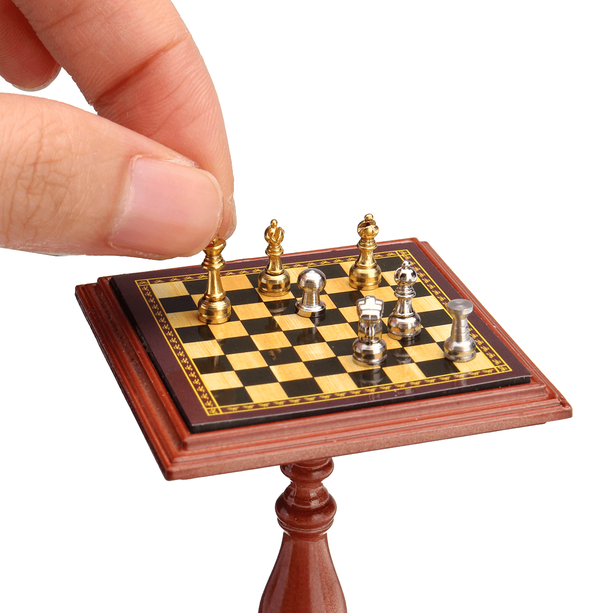 Miniature Chess Set and Table Magnet Chess Pieces 1:12 Dollhouse Accessories Parts for Doll House