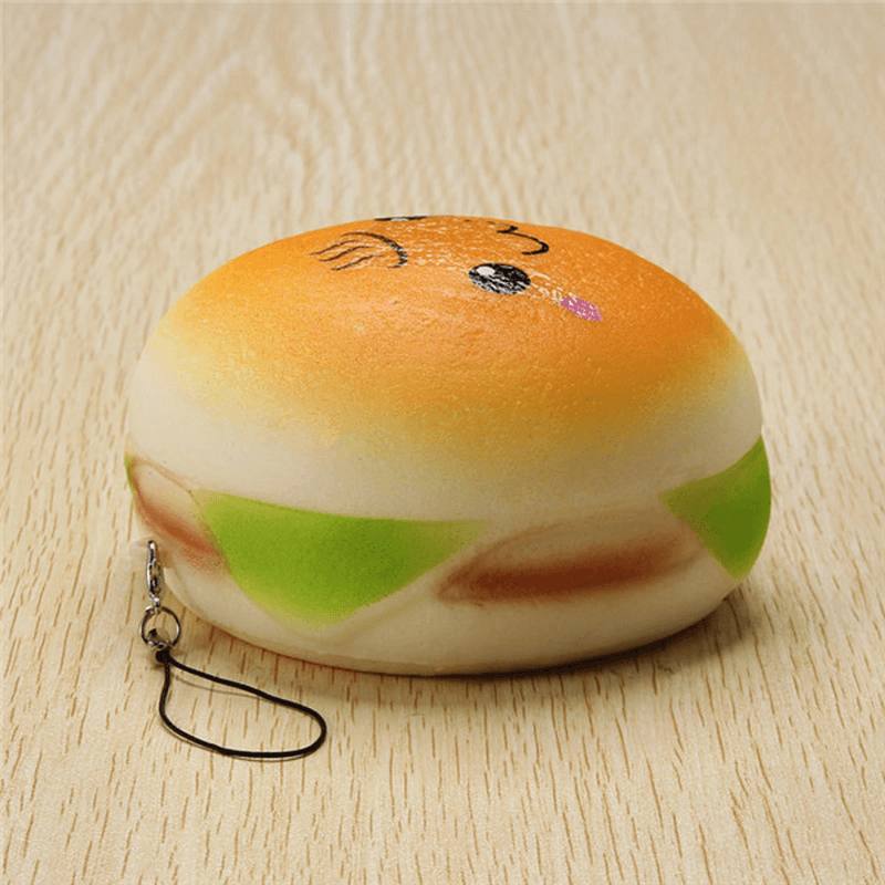 10Cm Squishy Hamburger Toy Random Cute Bread Phone Bag Strap Pendant