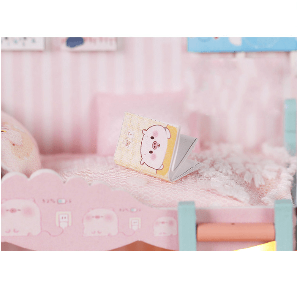 Iie Create P-003 Pig Girl DIY Assembled Doll House with Dust Cover with Furniture Indoor Toys