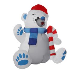 1.2M LED Christmas Waterproof Polyester Built-In Blower Uv-Resistant Inflatable Bear Toy for Christmas Decoration Party Gift