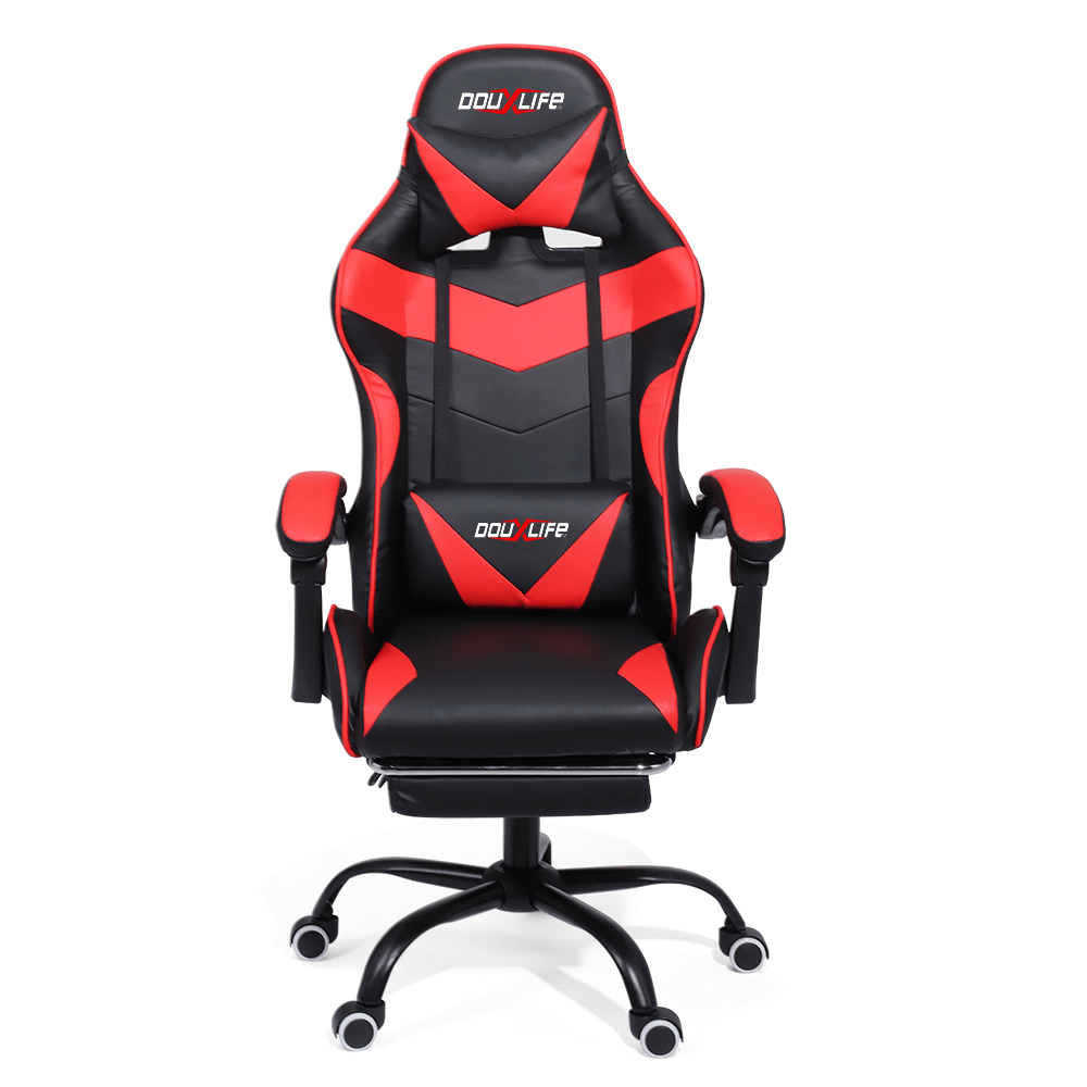 Douxlife® Racing GC-RC02 Gaming-Stuhl, ergonomisches Design, 150° neigbar, dick gepolsterte Rückenlehne, integrierte Armlehne, einziehbare Fußstütze für das Heimbüro