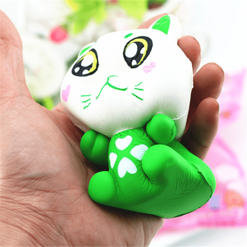 11.5Cm PU Corful Green Cat Slow Rising Squishy Decompression Toys with Original Packaging