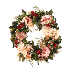 40Cm Silk Peony Wreath Flower Ring Door Artificial Hanging Garland Wedding Decorations