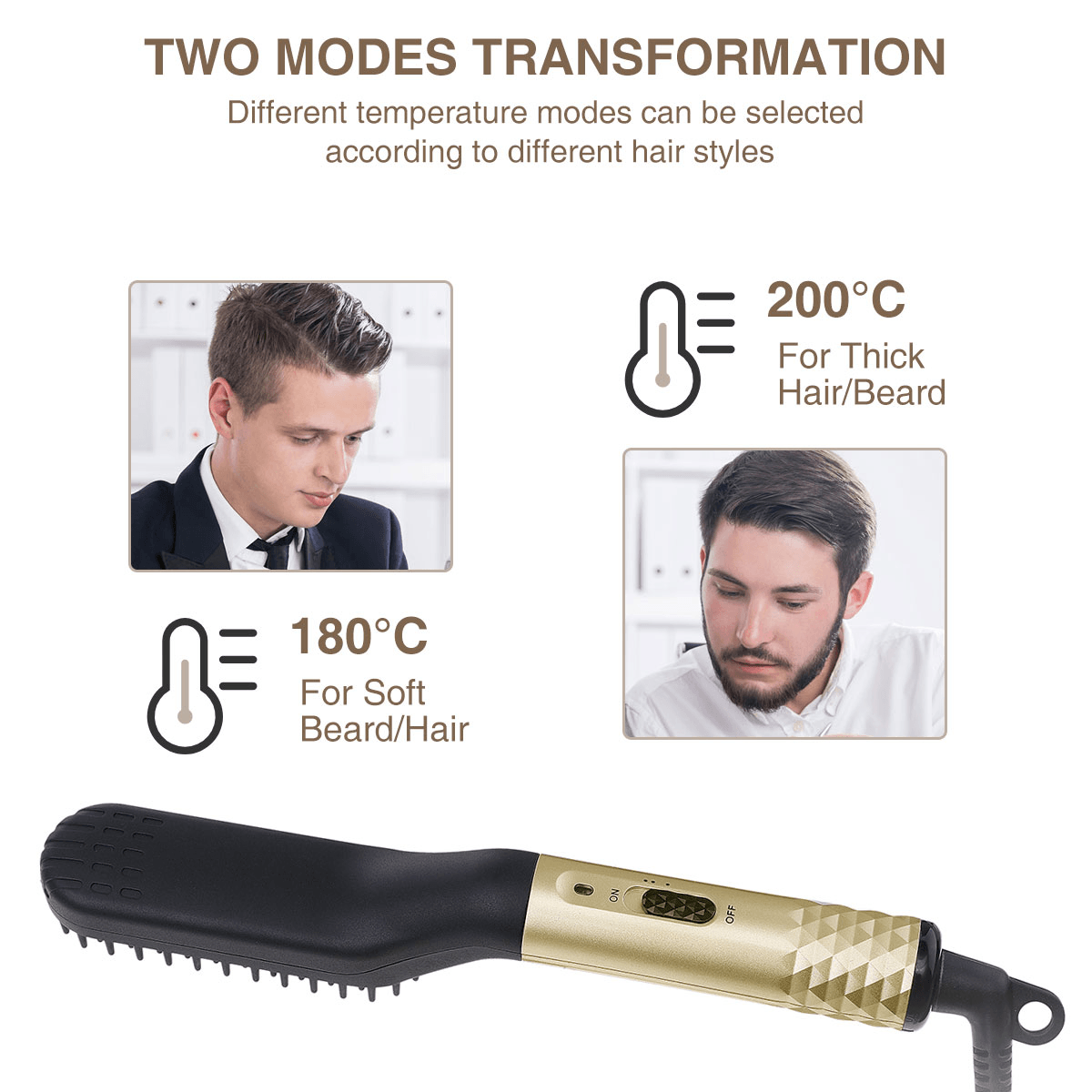 110-240V Electric Multifunctional Hair Styler Electric Hot Comb and Beard Straightening Brush with 360° Rotation Cord