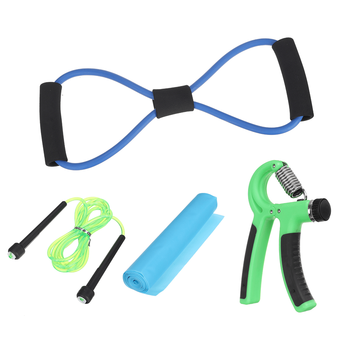 5Pcs Yoga Stretch Resistance Bands Rope Skipping Hand Gripper Exercise Kit