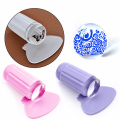 Transparent Clear Silicone Nail Art Polish Stamper Stamping Printer Plate Scraper Set