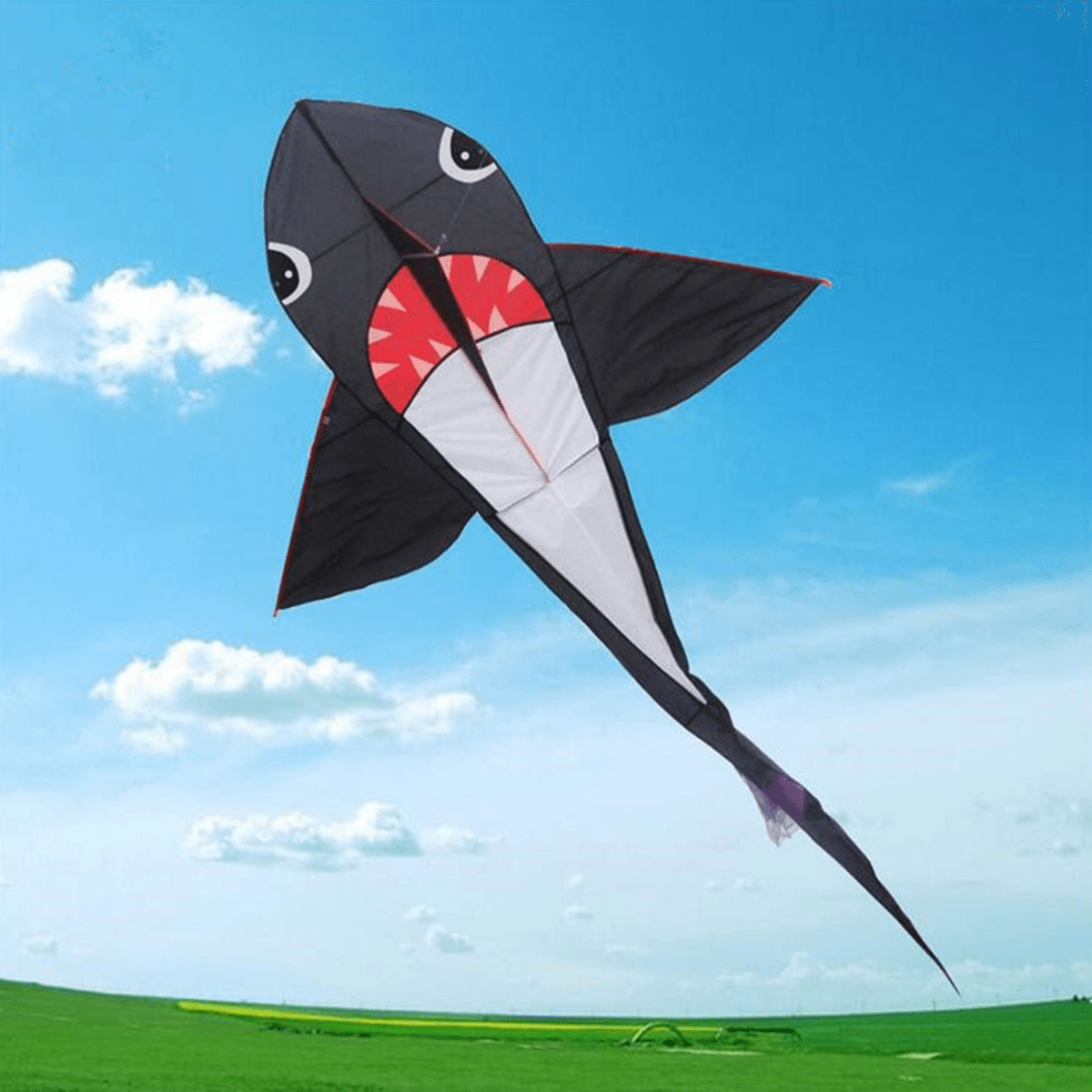 55/77 Zoll großes Shark Kite Kid Outdoor-Spielspielzeug ohne Schnuraufwickler