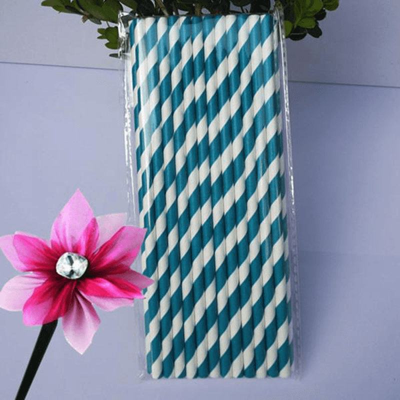 25Pcs Paper Straws for Birthday Wedding Decoration Party Straws Supply Creative Paper Drinking Straw