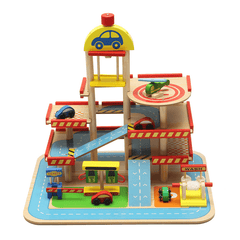 Assembling Simulation Large Stereo Three Layer Wooden Car Parking Lot Track Set for Kids Toys Gift