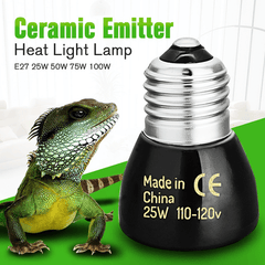 25W/50W/75W/100W Pet Rettile Lampada di Calore Emettitore di Ceramica a Infrarossi Lontani per Rettile Pet Chioccia