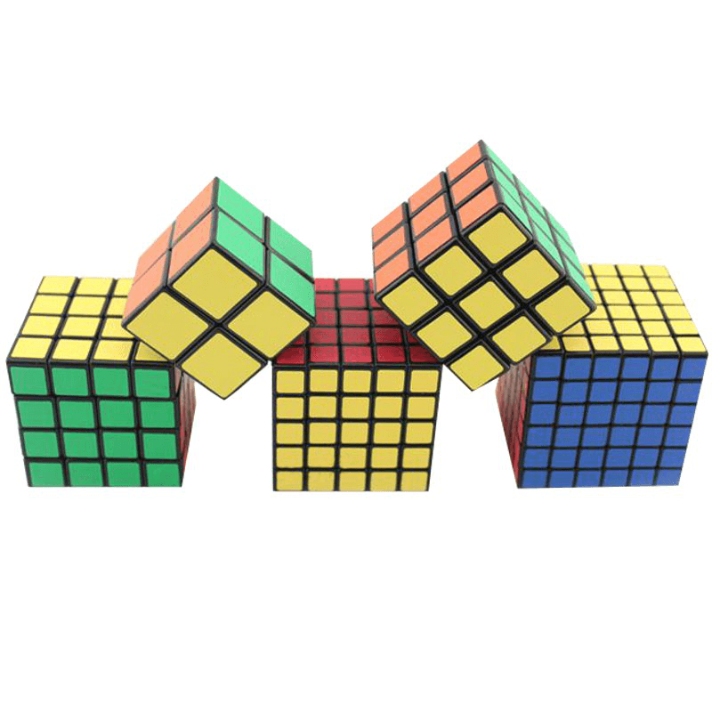 4PCS Classic Magic Cube Toys Set 2X2X2 and 3X3X3 4X4X4 and 5X5X5 PVC Sticker Block Puzzle Speed Cube