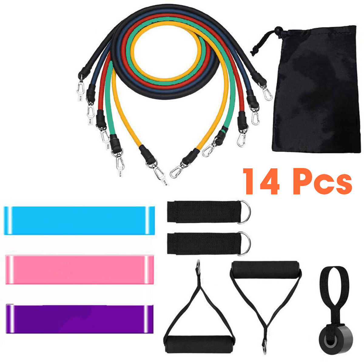 11/12/14/17 Pcs Resistance Bands Set Yoga Pilates Abs Exercise Fitness Tube Workout Bands