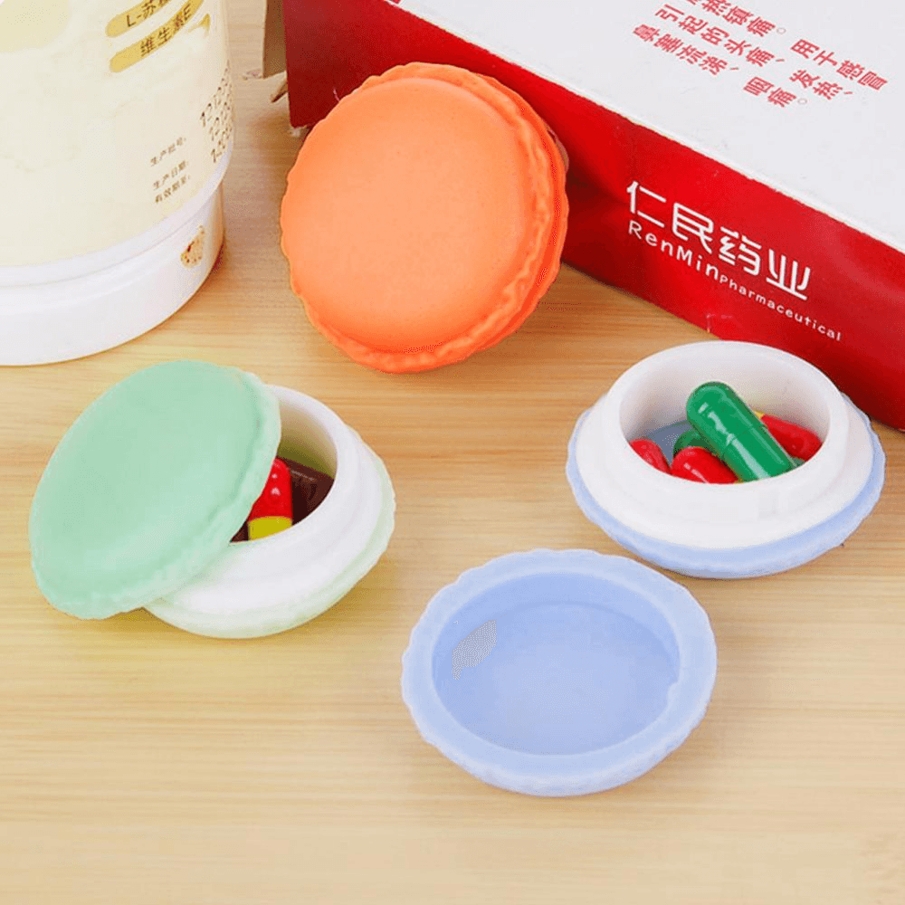 Süße Bonbonfarbene Macaron-Mini-Geburtstags-Geschenkbox, wasserdichte Aufbewahrung, Schmuck, Ringe, Pillendose