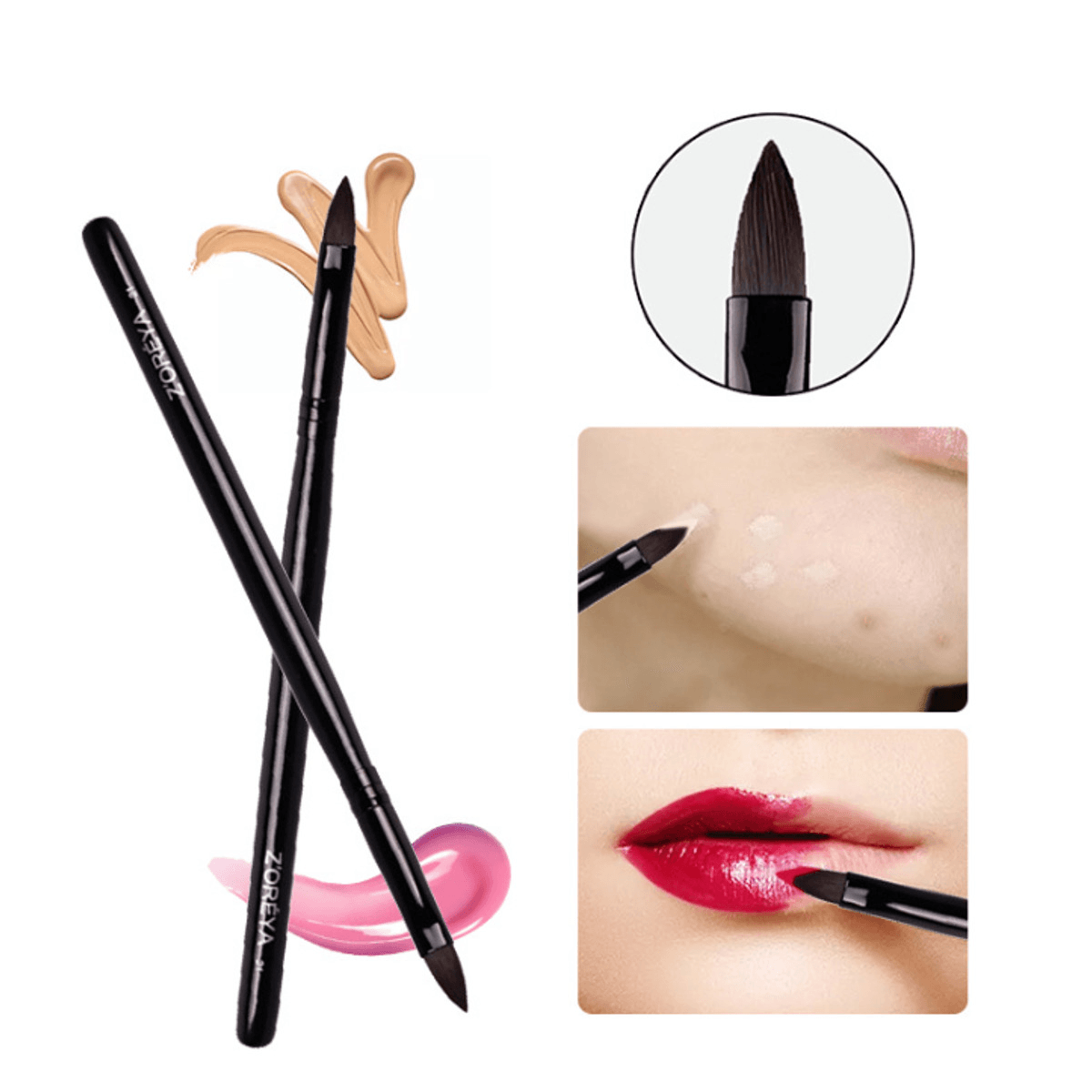 1 Stück 15 cm Nylonhaar-Make-up-Pinsel mit Holzgriff für Lippen, Beauty-Make-up-Tools